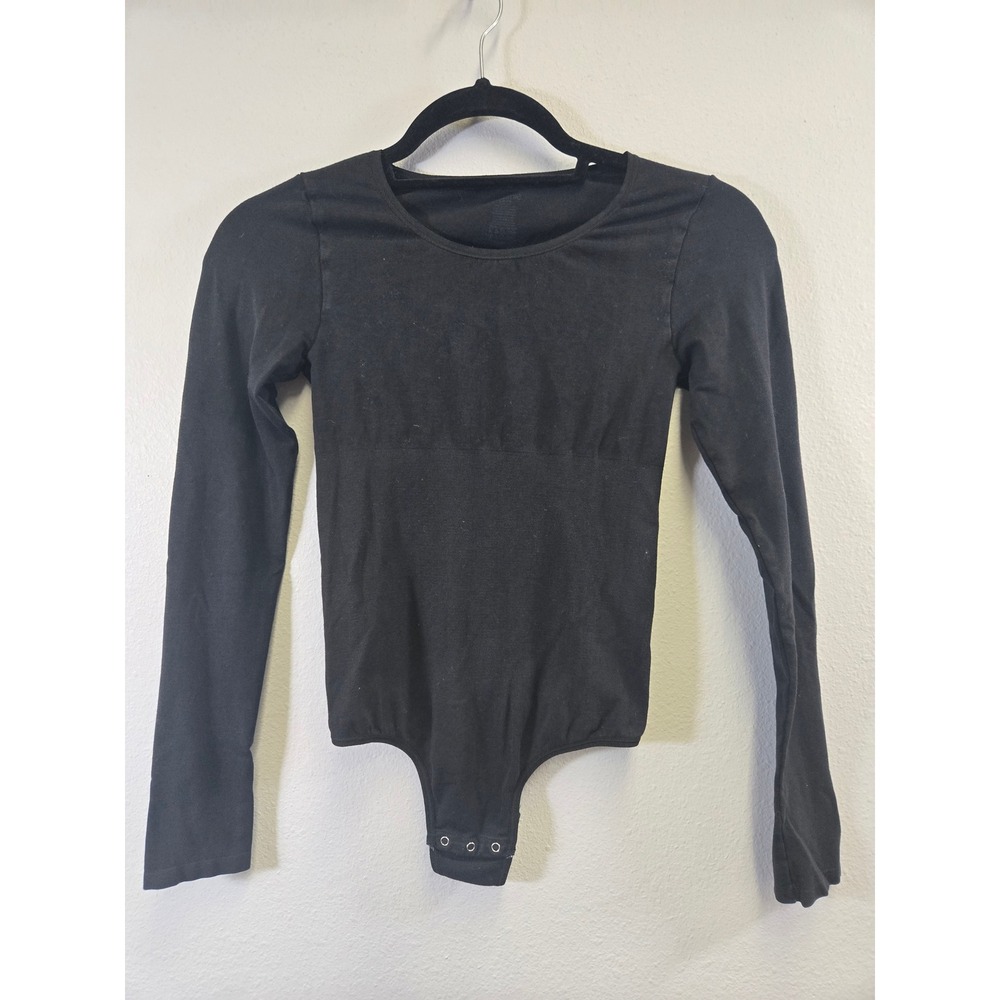 Yummie Black Long Sleeve Seamless Shaping Bodysuit S/M